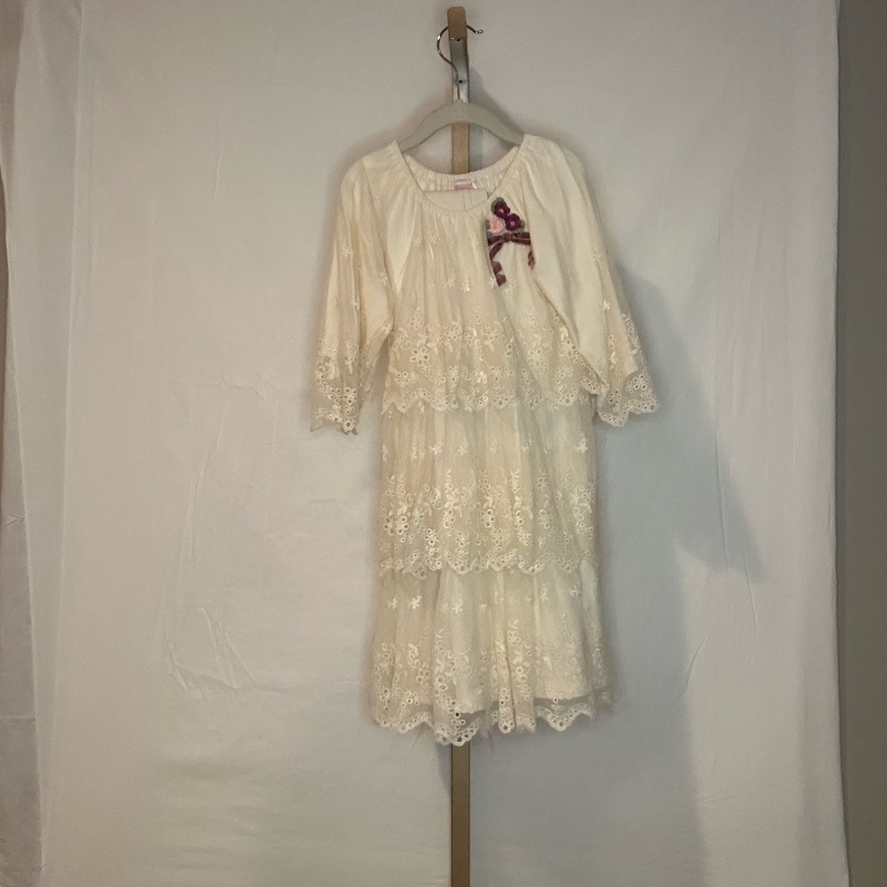 Elegant Cream Lace Kids Formal Dress
